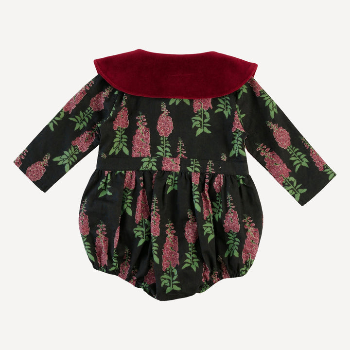 long sleeve wide collar button bubble | red foxglove | organic cotton gauze