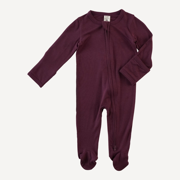 long sleeve two way zipper footie | huckleberry | bamboo