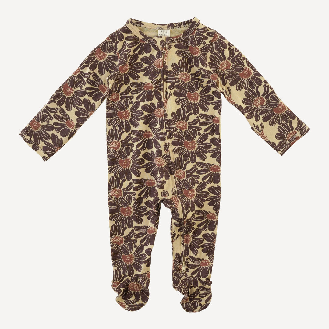 long sleeve two way zipper footie | cedar northwest daisy | bamboo