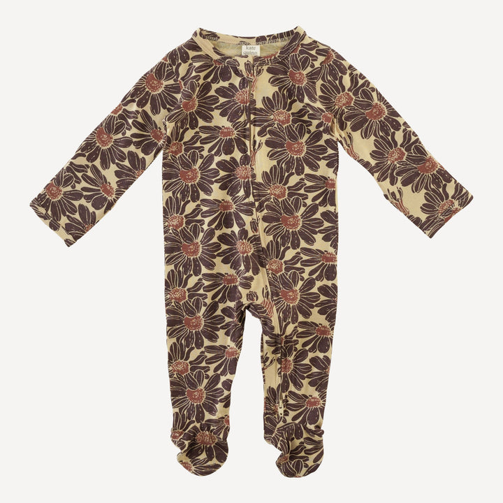 long sleeve two way zipper footie | cedar northwest daisy | bamboo