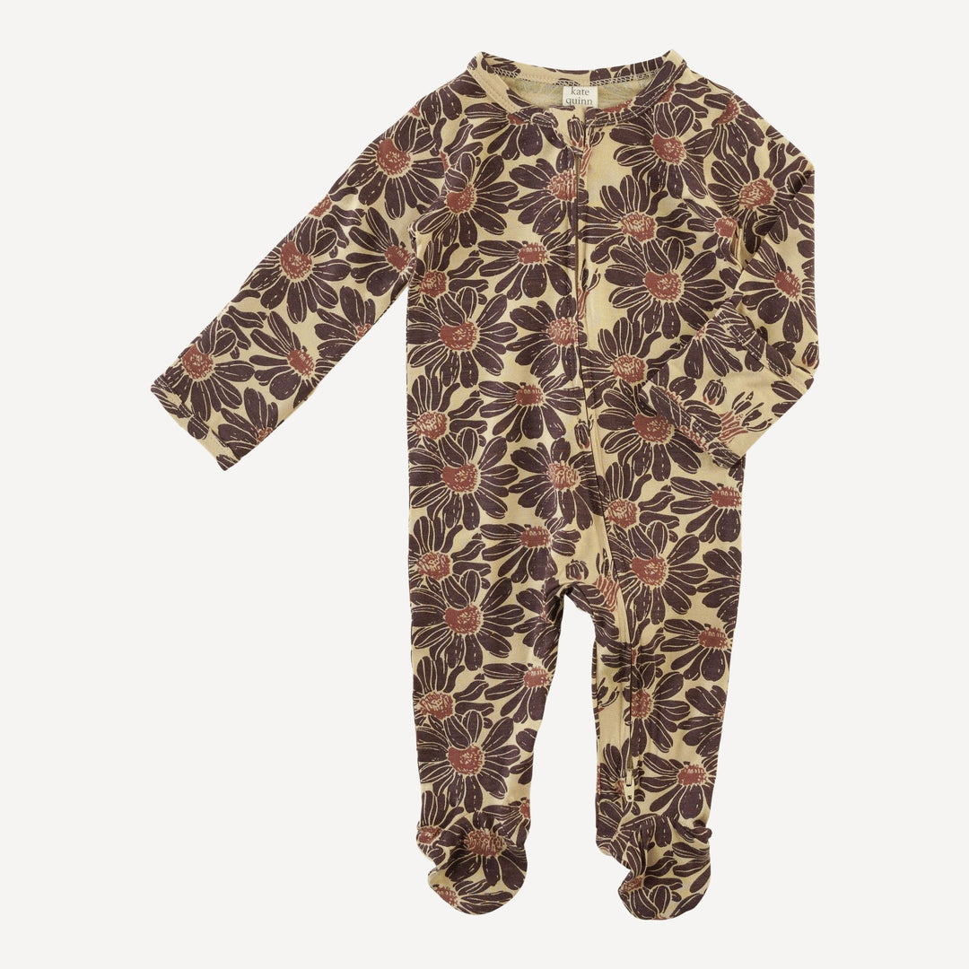 long sleeve two way zipper footie | cedar northwest daisy | bamboo