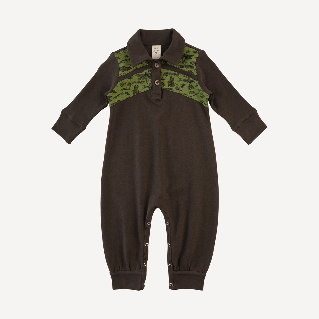long sleeve retro bubble jumpsuit | beluga | organic cotton interlock