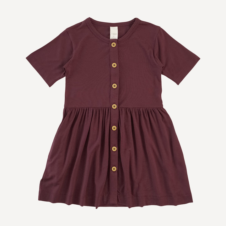 short sleeve button dress | mahogany | modal
