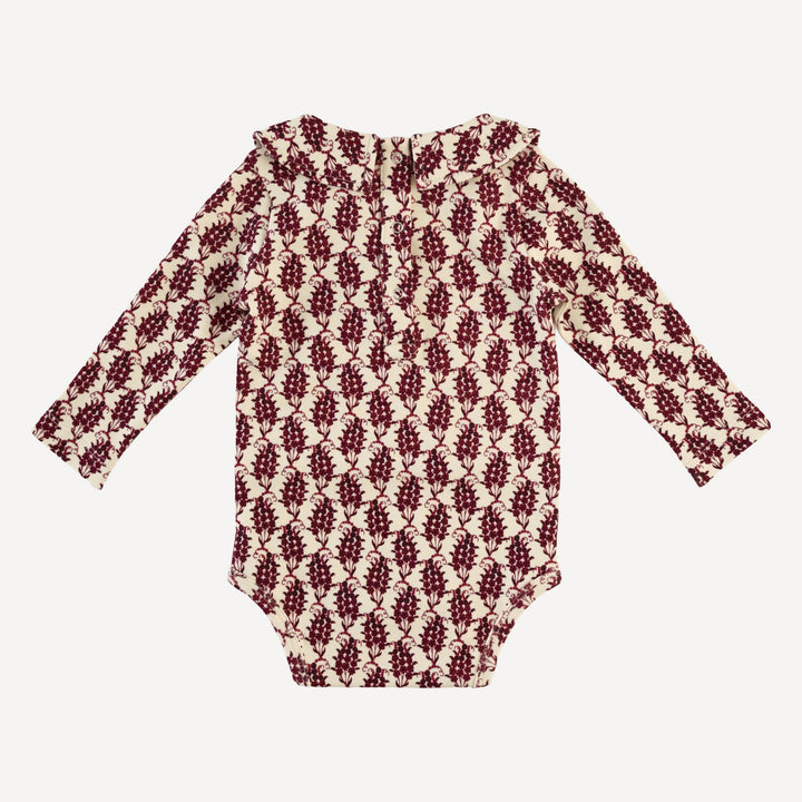 long sleeve peter pan bodysuit | woodland paisley | organic cotton interlock