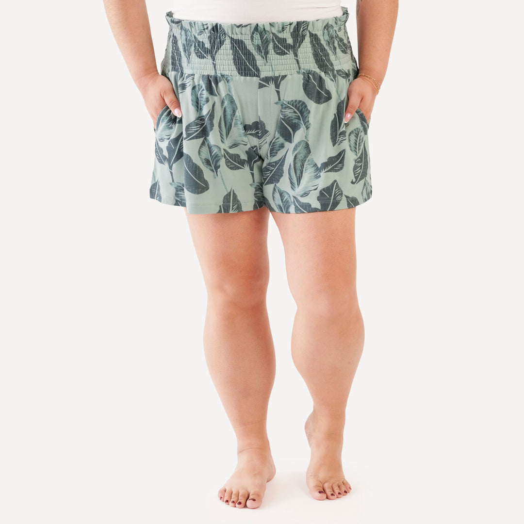 womens smocked short | arctic leaf | modal