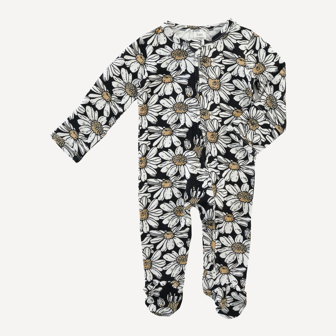 long sleeve two way zipper footie | northwest daisy | bamboo