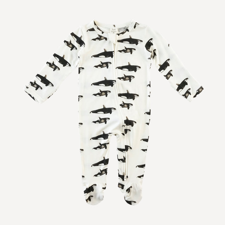 long sleeve two way zipper footie | orcas | bamboo
