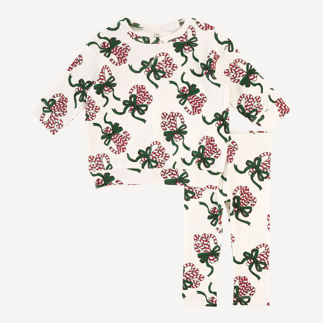 oversized sweatshirt + legging set | candy canes | organic cotton flat rib