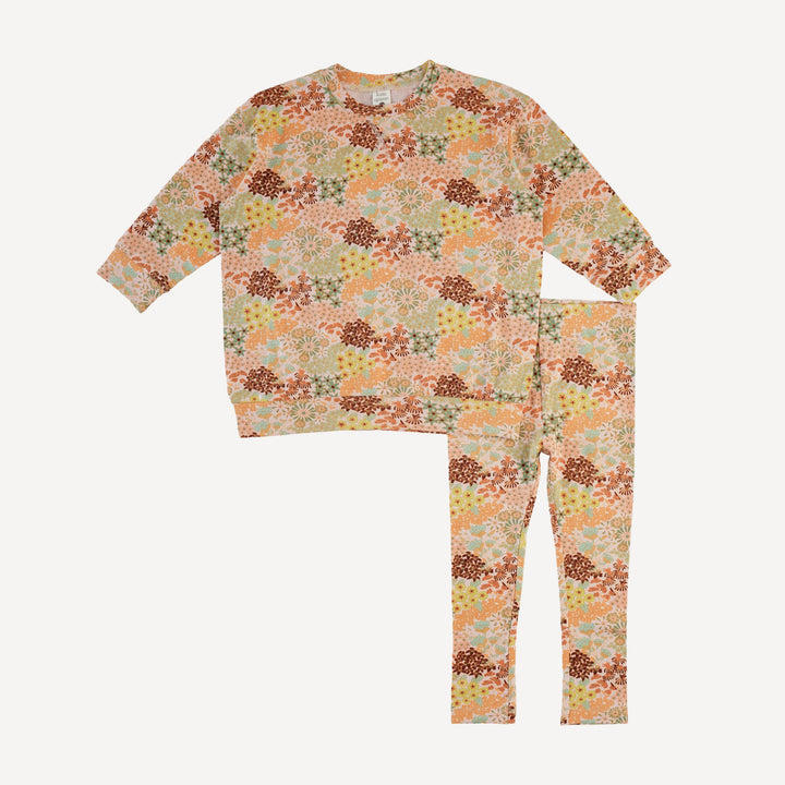 oversized sweatshirt + legging set | pink ditsy garden | bamboo