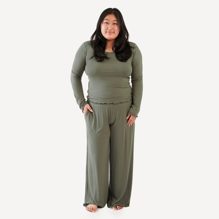 womens long sleeve jade set | vetiver | modal