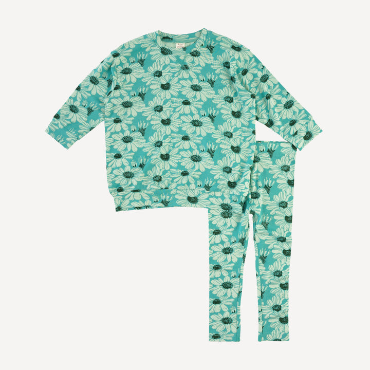 oversized sweatshirt + legging set | green daisy | bamboo
