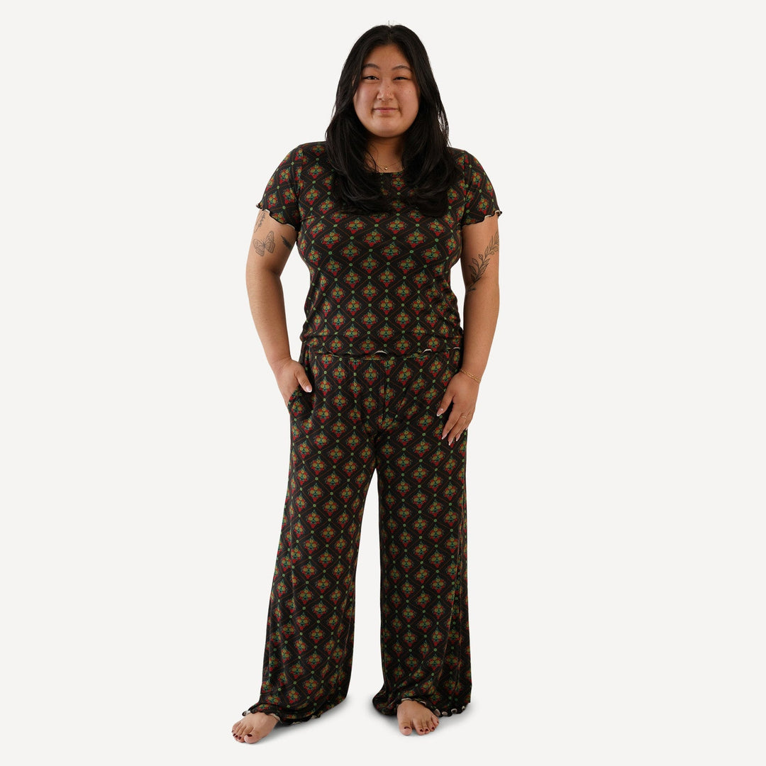 womens short sleeve jade set | antoinette floral | light weight bamboo