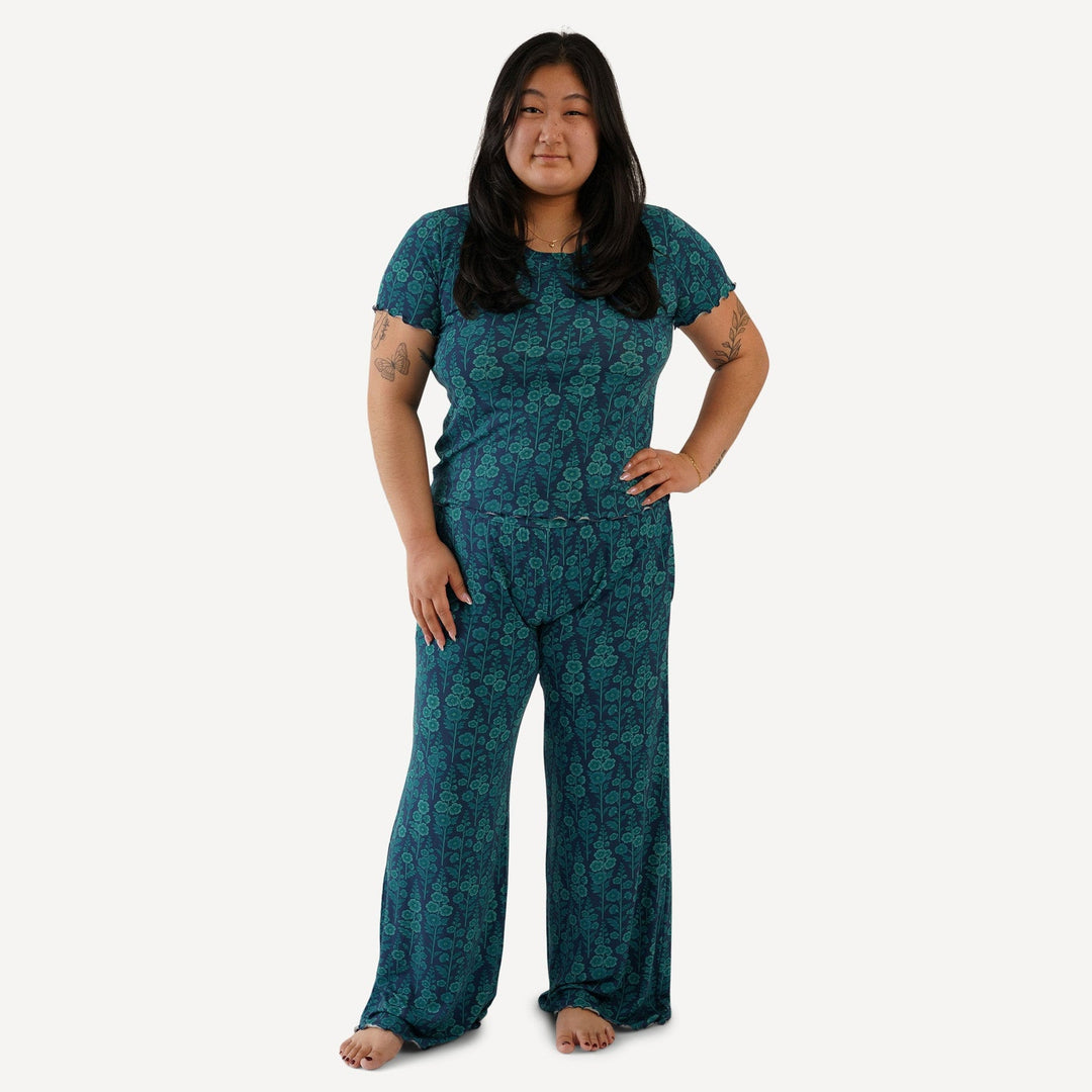 womens short sleeve jade set | blooming floral | light weight bamboo