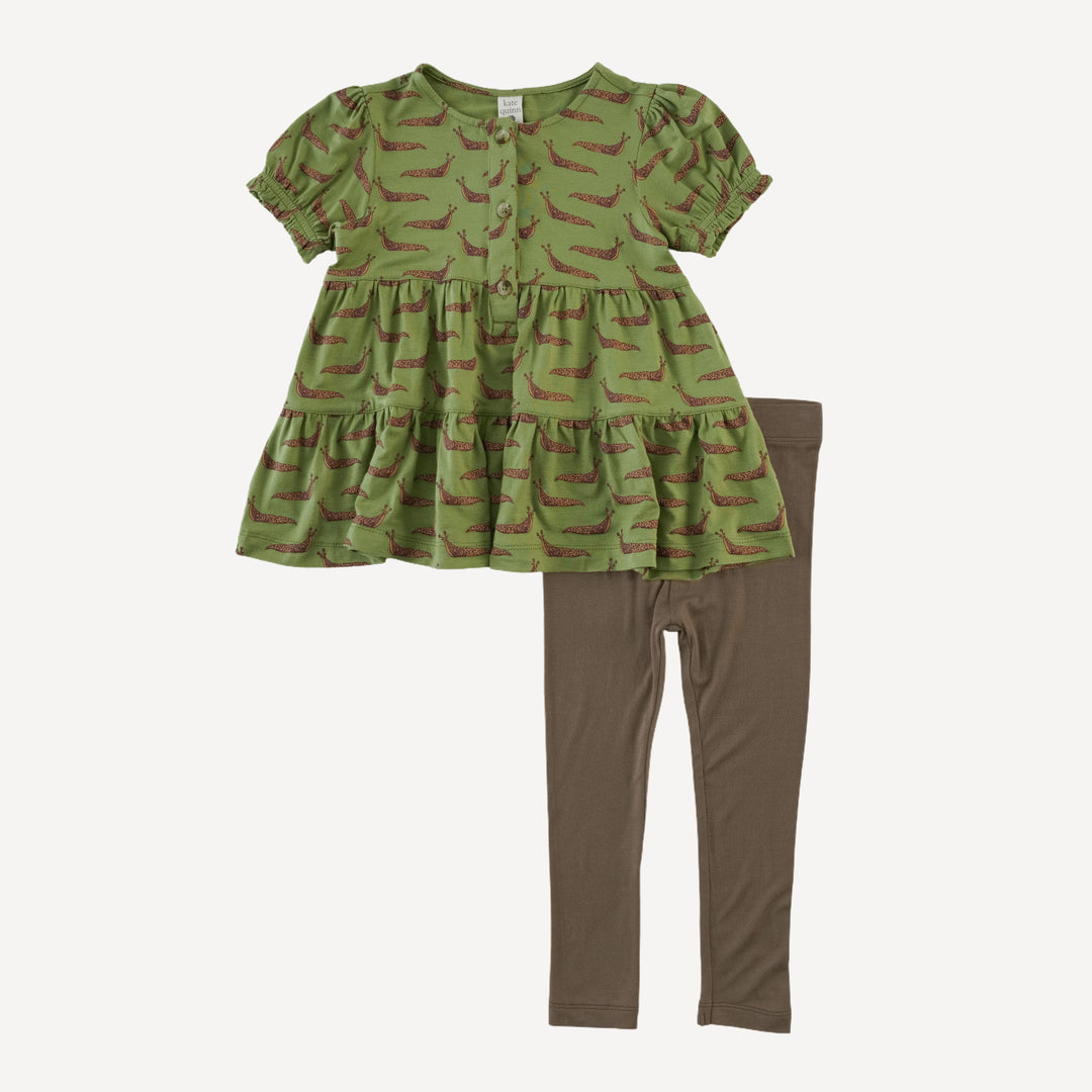 short puff sleeve prairie top + legging set | mossy slug party | bamboo