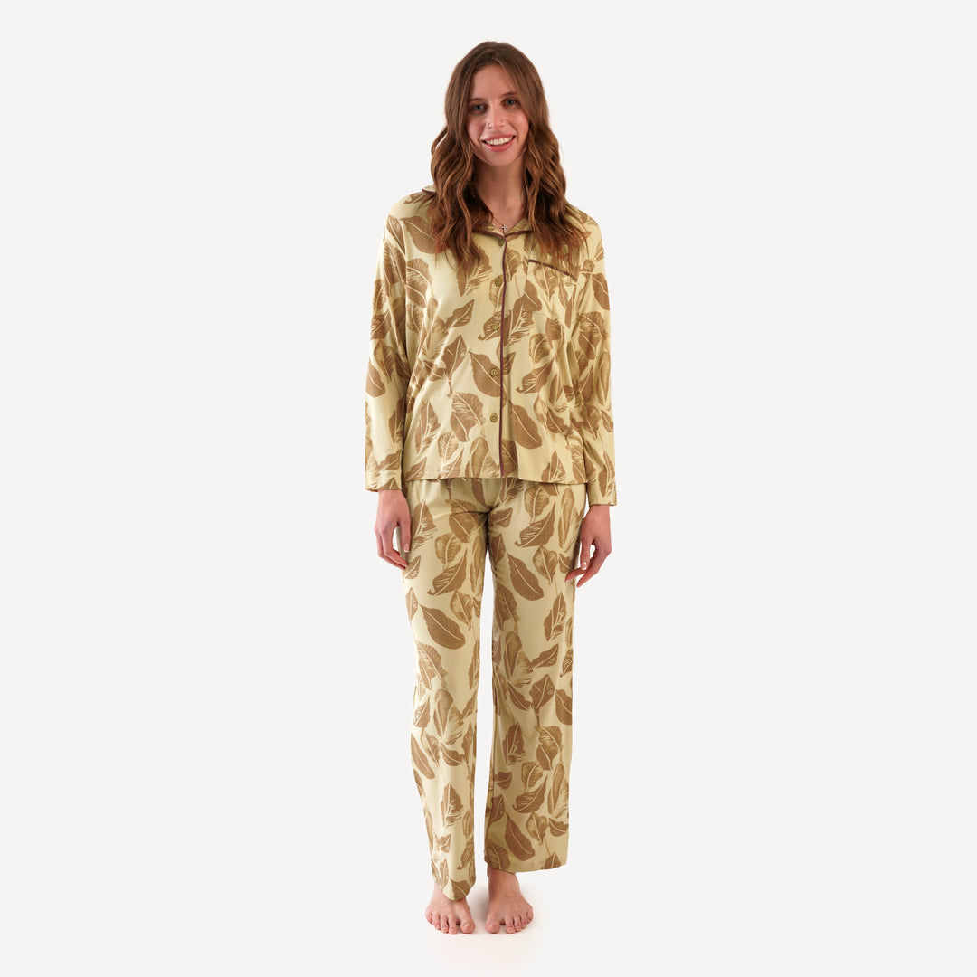 womens pj set | porcini leaf | modal