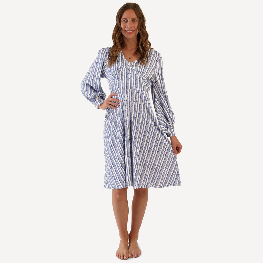 womens balloon sleeve dress | monaco birch | organic cotton flat rib