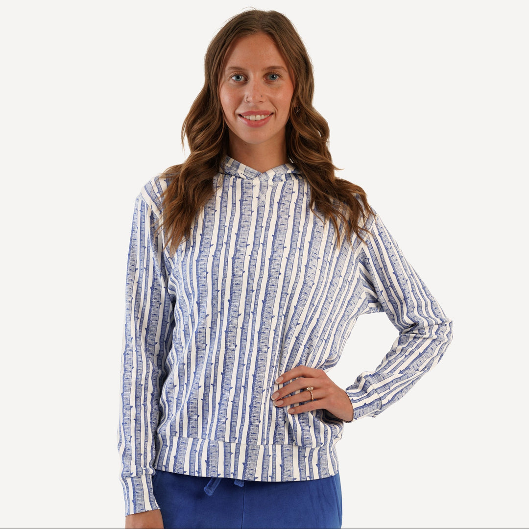 womens hoodie | monaco birch | organic cotton flat rib