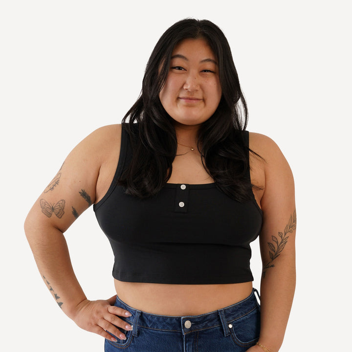 womens button midi tank | sable | light weight bamboo
