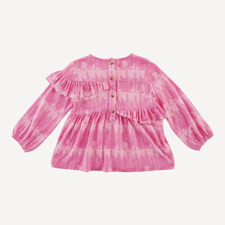 long sleeve ruffle tiered gathered top | pink sasquatch | bamboo