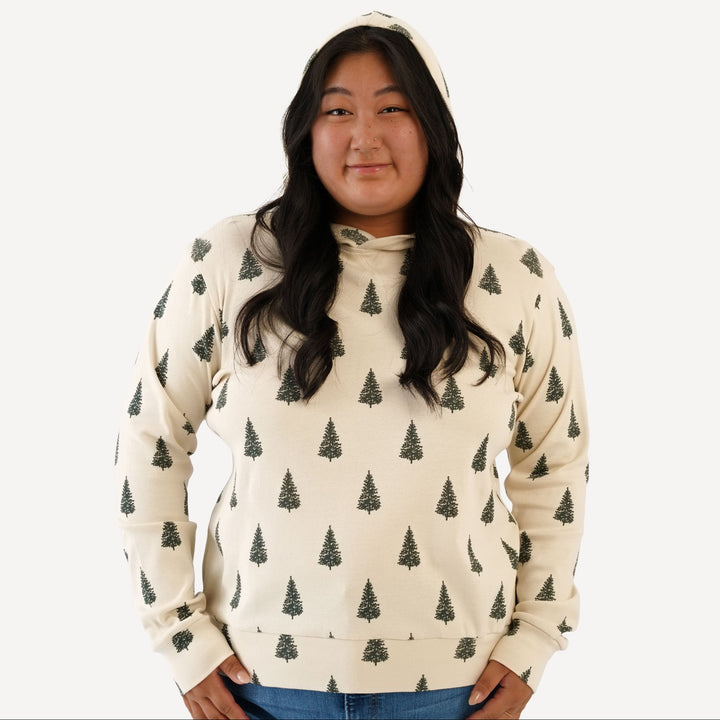 womens hoodie | forest pine | organic cotton flat rib