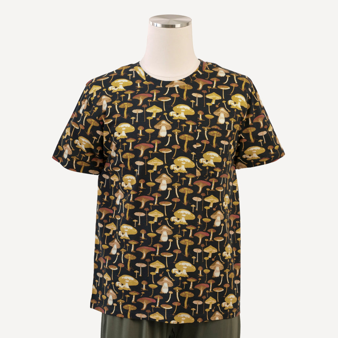 mens short sleeve pocket tee | black mushroom litho | modal