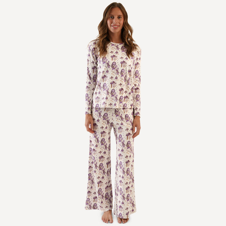 womens long sleeve crew neck pj set | sugar plum fairy | organic cotton flat rib