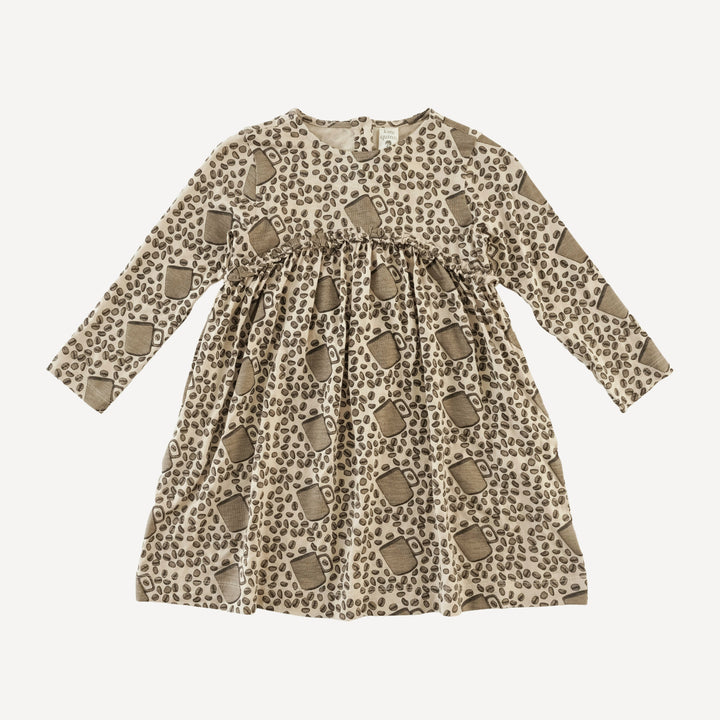 long sleeve rainbow empire dress | coffee bean | bamboo