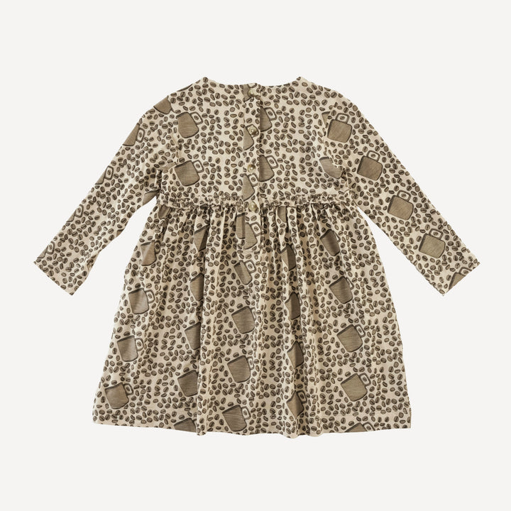 long sleeve rainbow empire dress | coffee bean | bamboo