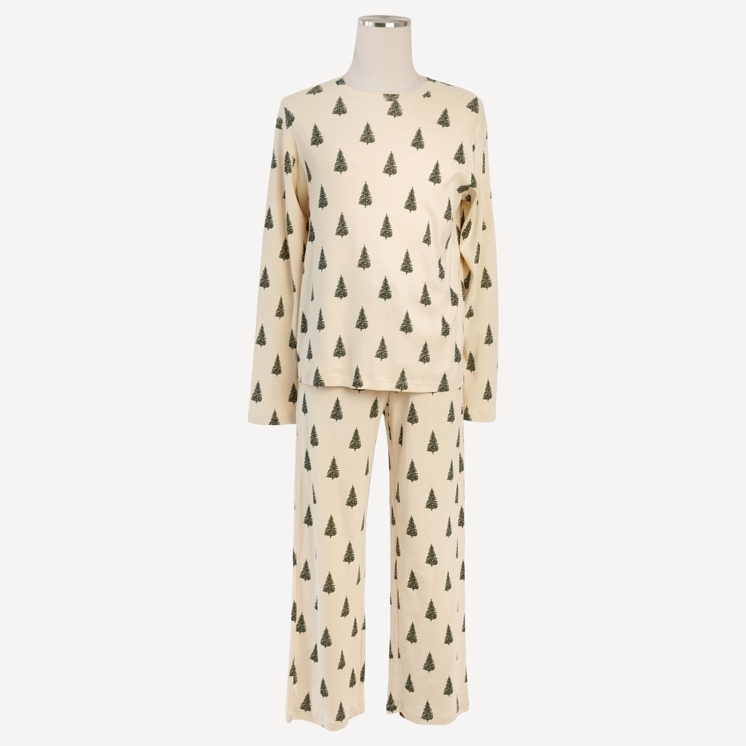mens long sleeve crew neck pj set | forest pine | organic cotton flat rib