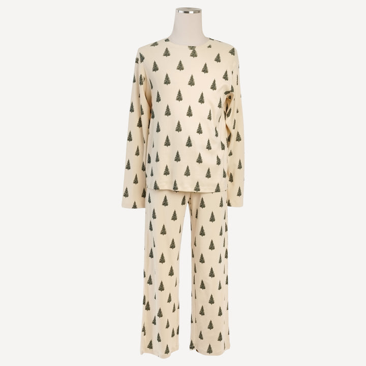 mens long sleeve crew neck pj set | forest pine | organic cotton flat rib