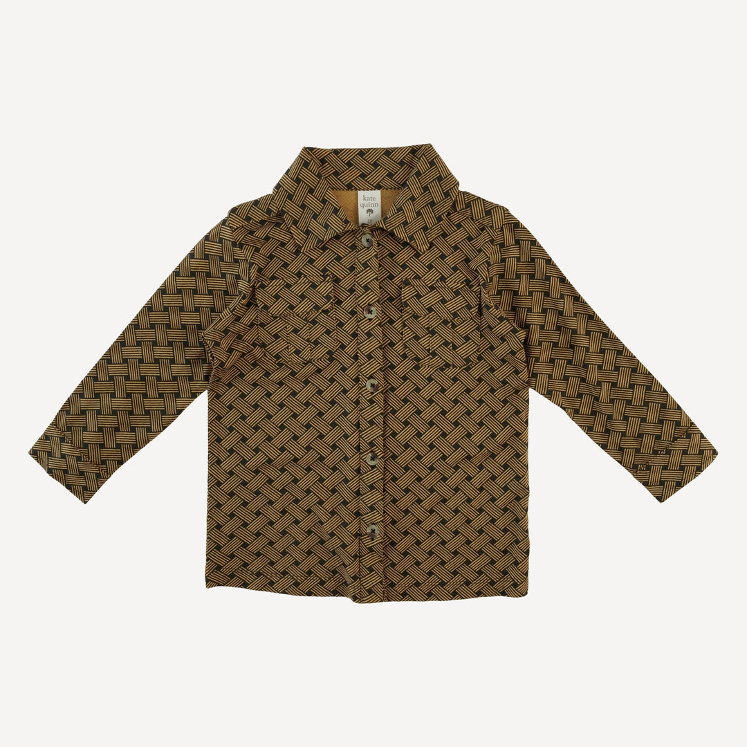 long sleeve military top | golden basketweave | bamboo