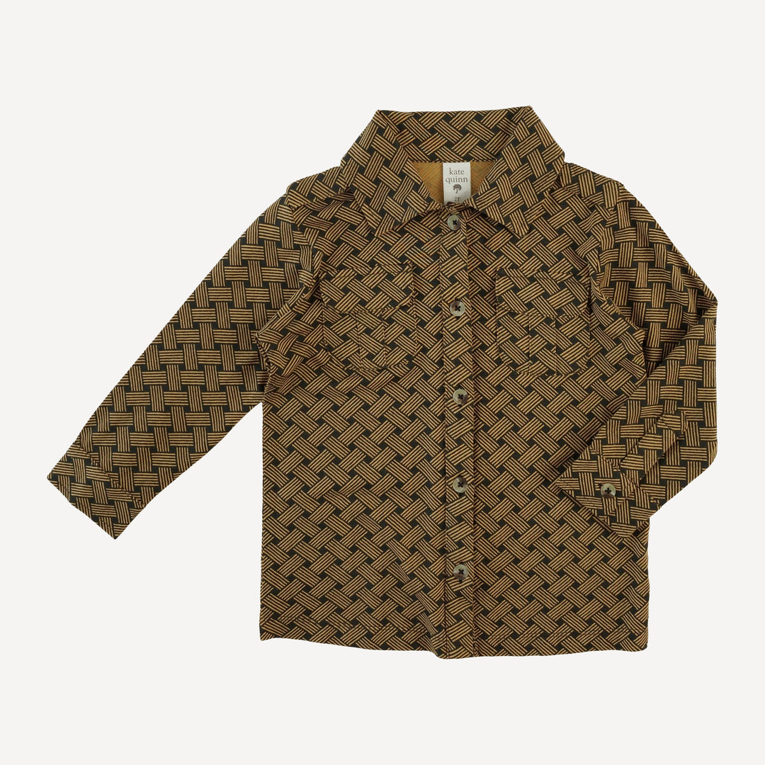 long sleeve military top | golden basketweave | bamboo