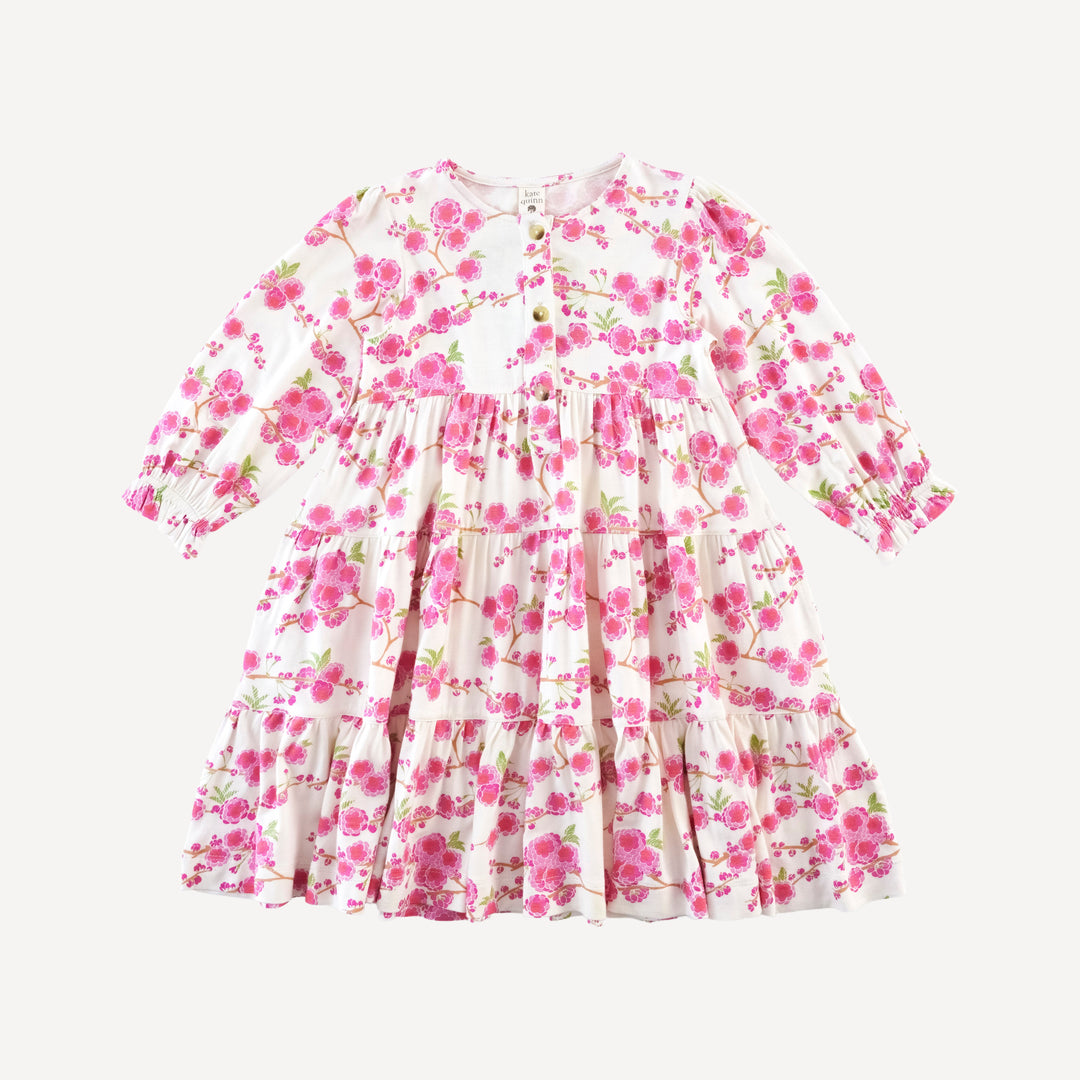 long sleeve prairie dress | pink cherry blossom | bamboo