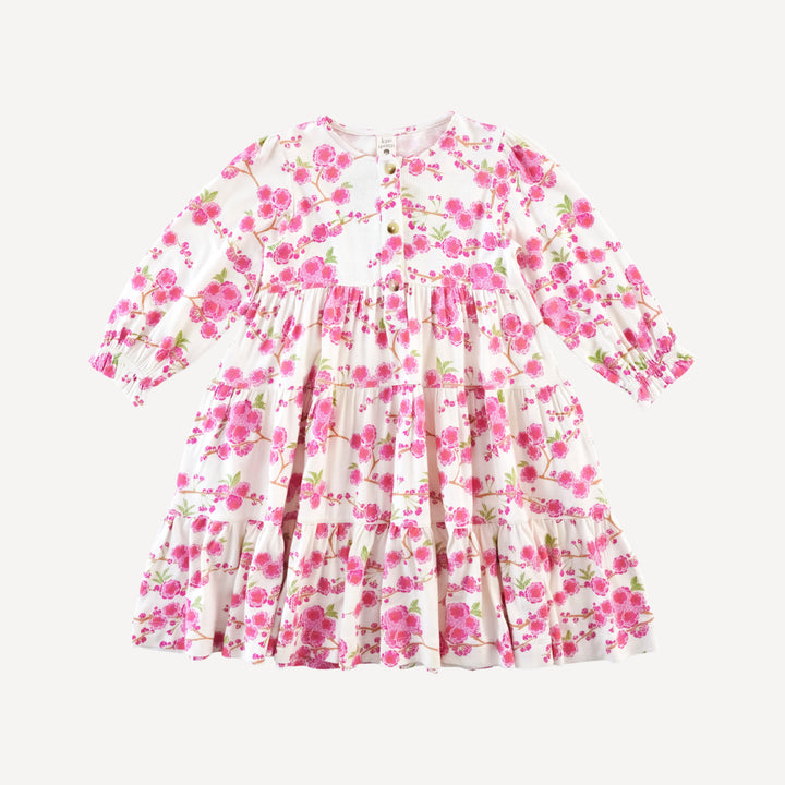 long sleeve prairie dress | pink cherry blossom | bamboo