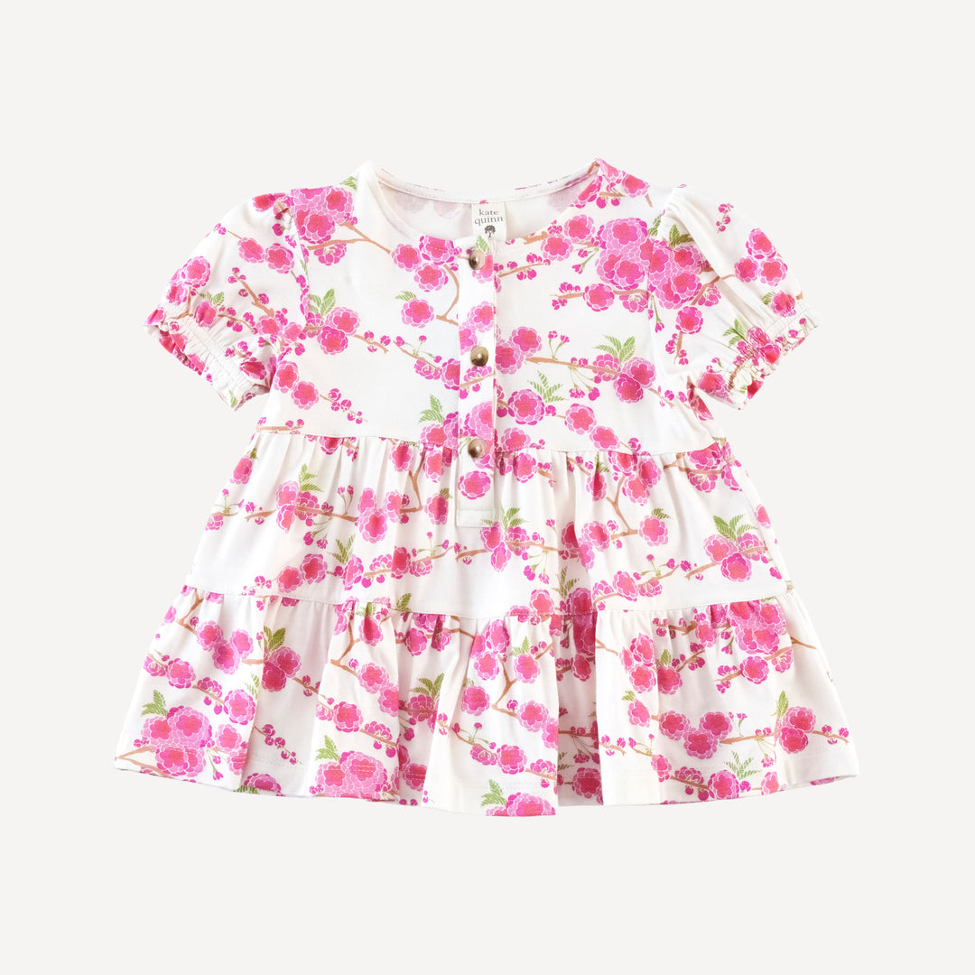 short puff sleeve prairie top + legging set | pink cherry blossom | bamboo