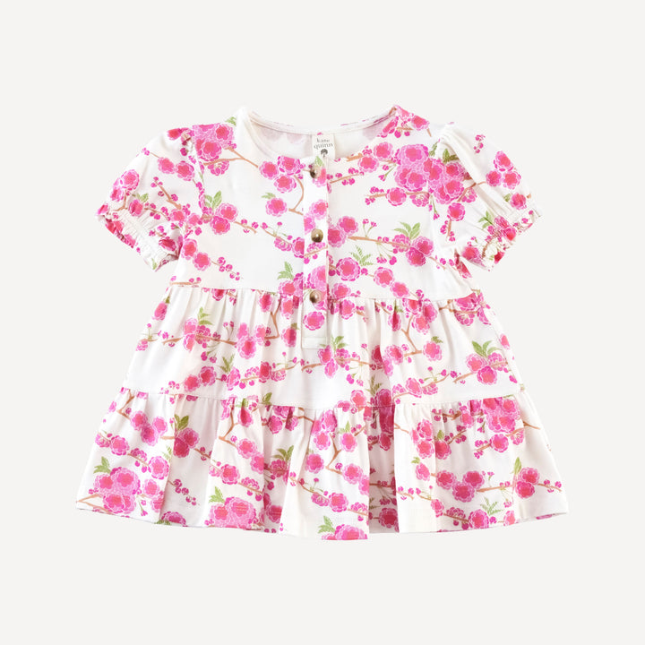 short puff sleeve prairie top + legging set | pink cherry blossom | bamboo
