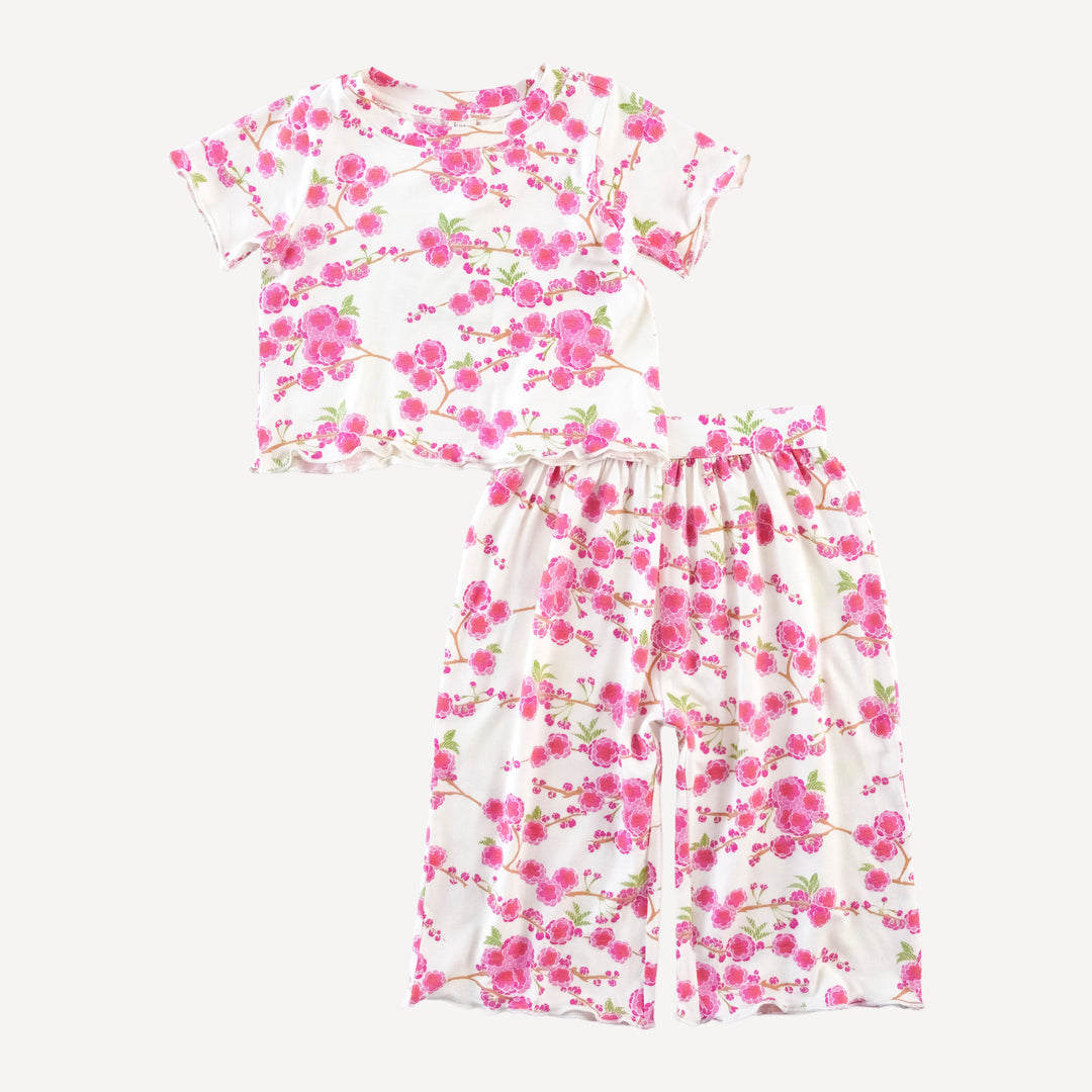 short sleeve jade set | pink cherry blossom | bamboo