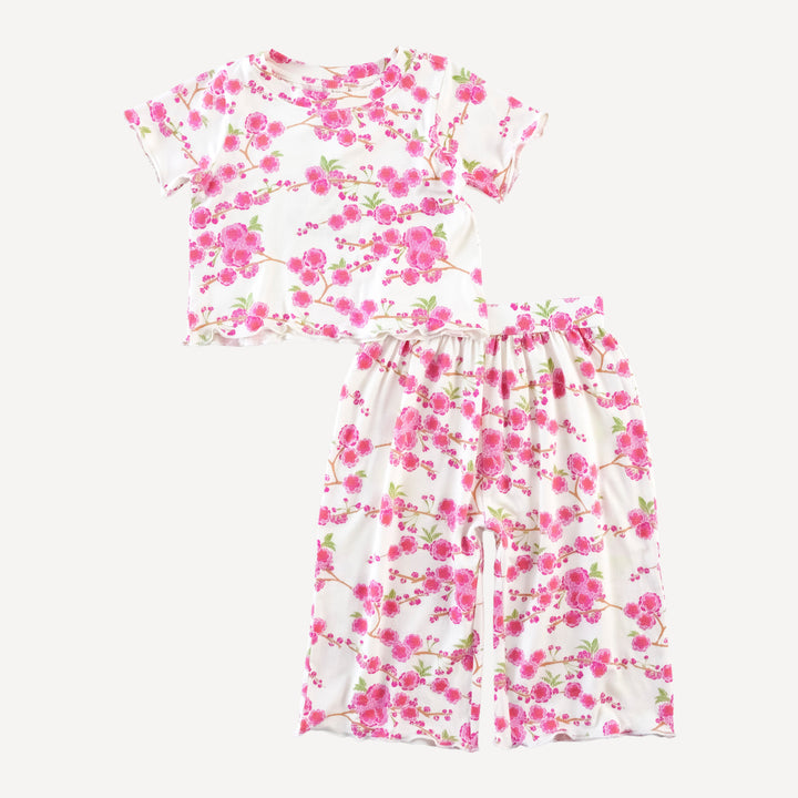 short sleeve jade set | pink cherry blossom | bamboo