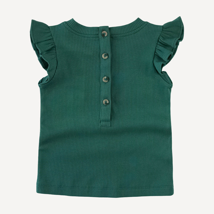sleeveless shoulder flutter top | hunter | organic cotton single rib