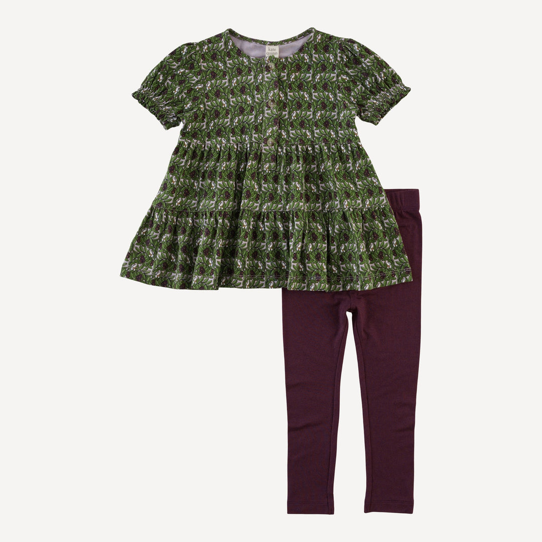 short puff sleeve prairie top + legging set | huckleberry foliage | bamboo