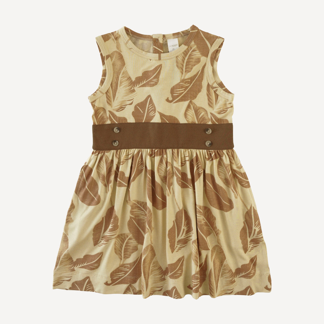 sleeveless belted dress | porcini leaf | modal