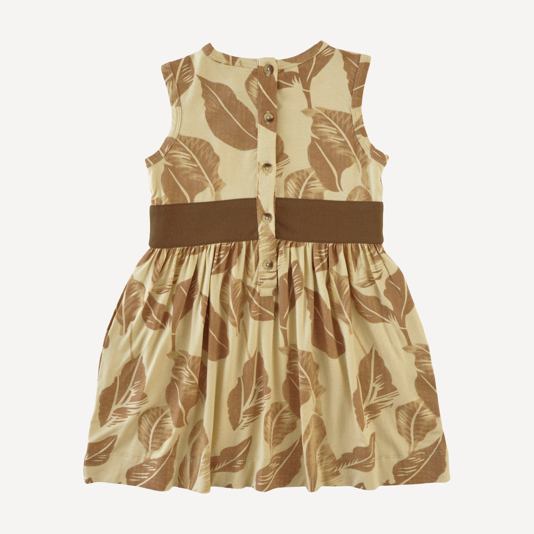 sleeveless belted dress | porcini leaf | modal