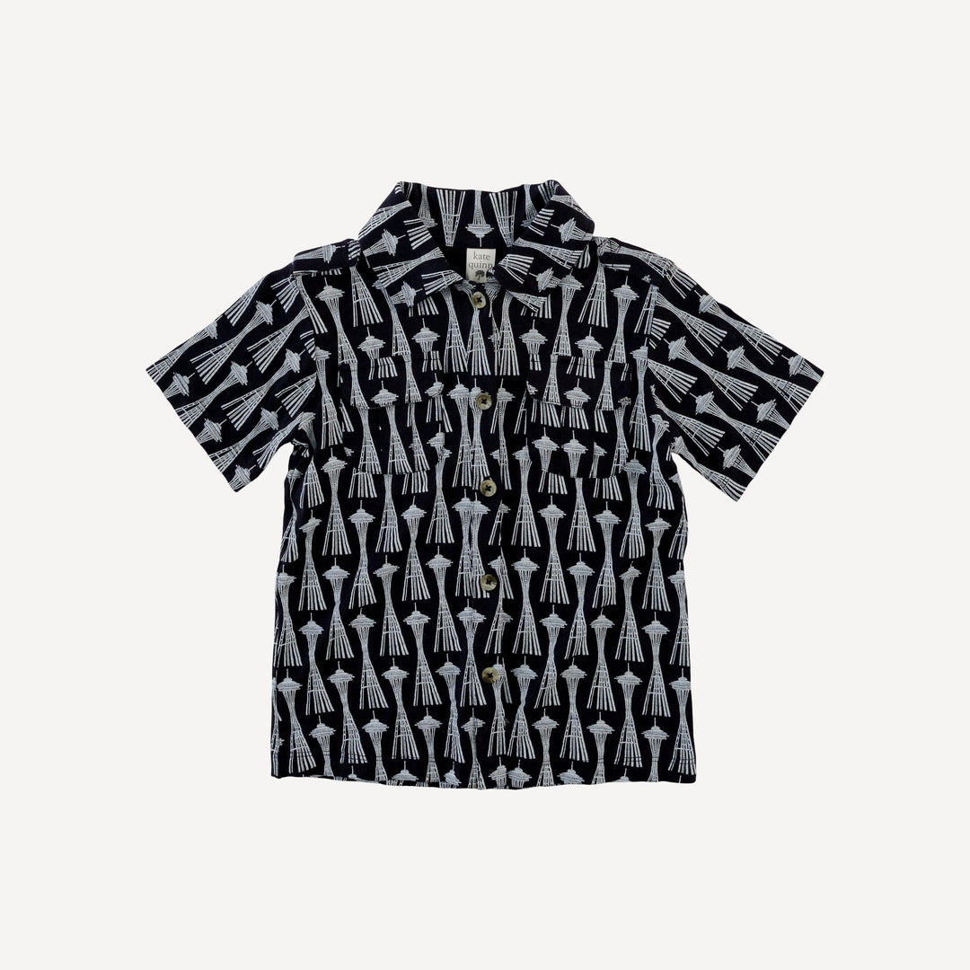 short sleeve military top | black space needle | bamboo