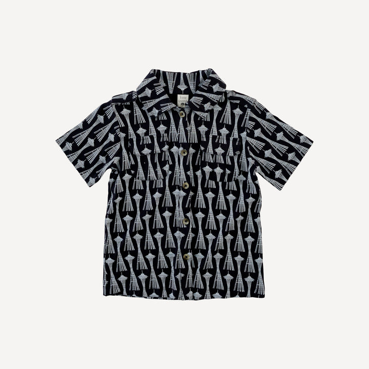 short sleeve military top | black space needle | bamboo