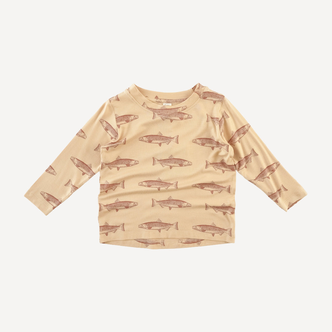 long sleeve essential boxy tee | salmon | bamboo