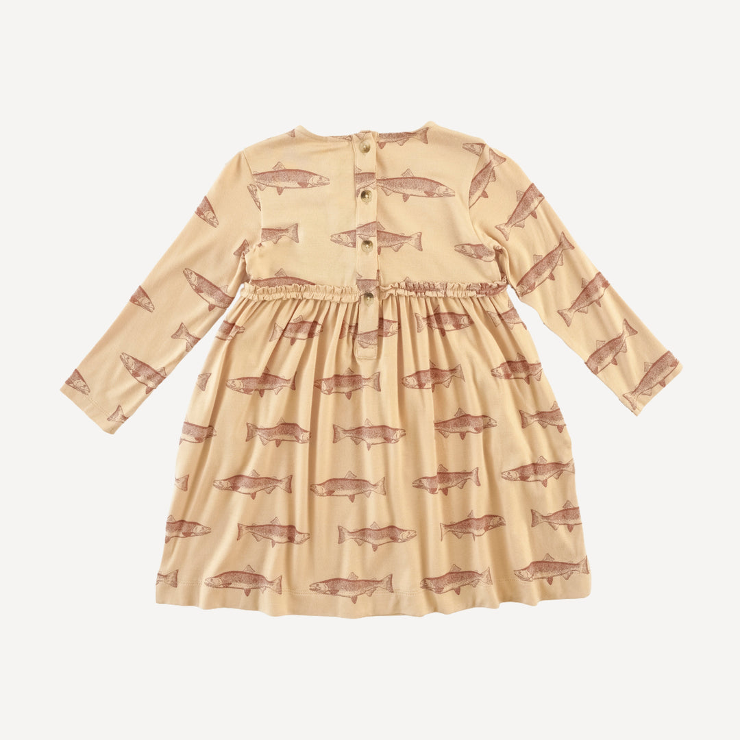 long sleeve rainbow empire dress | salmon | bamboo