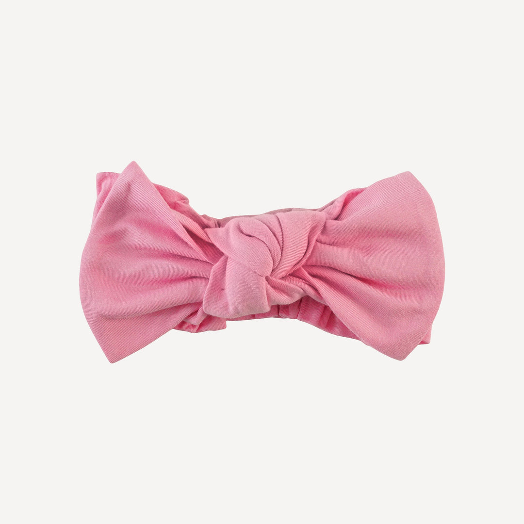 elastic bow headband | pink carnation | bamboo