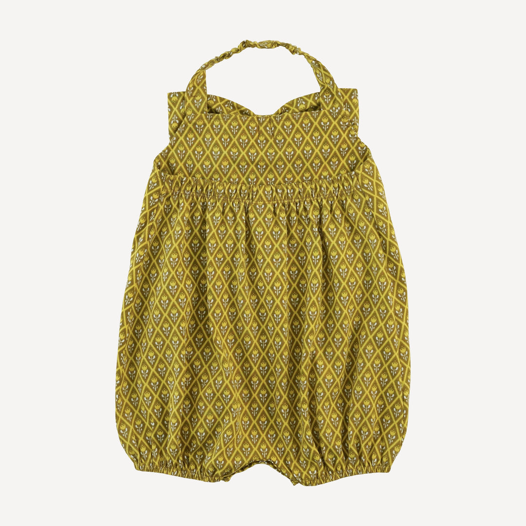 halter bow bubble | retro diamond floral | organic cotton jersey