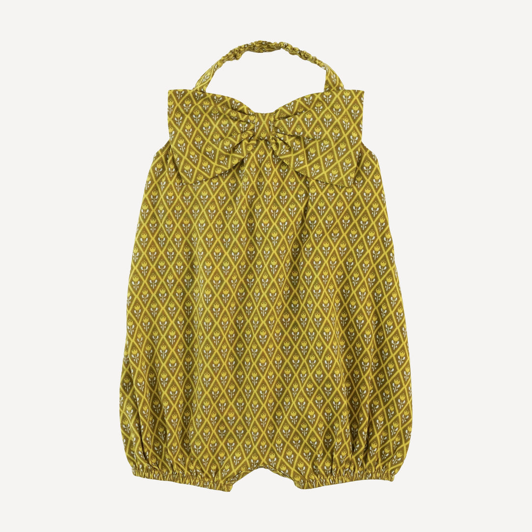 halter bow bubble | retro diamond floral | organic cotton jersey