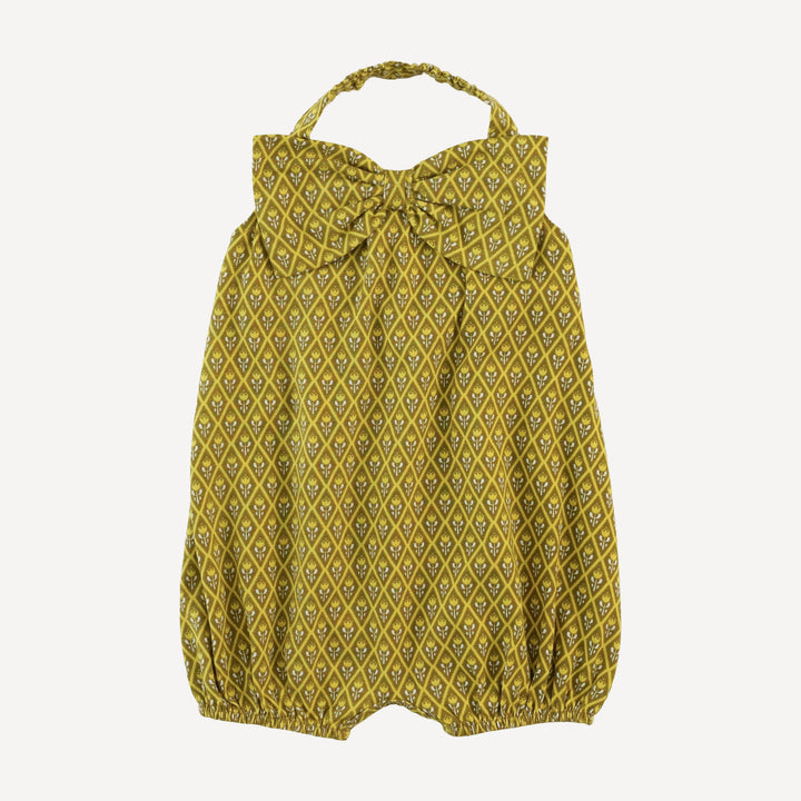halter bow bubble | retro diamond floral | organic cotton jersey